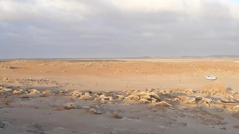 Dry Twyfelfontein landscape, cloudy day, Namibia, Africa in 4K Stock Footage 90932673