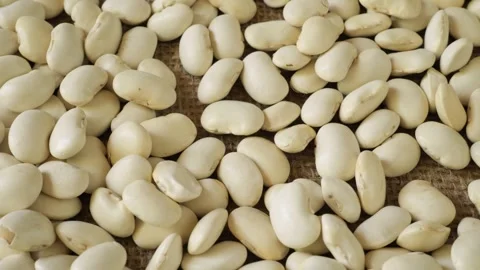 Dry white beans slowly moving for cooking preparation Stock Footage 340526055