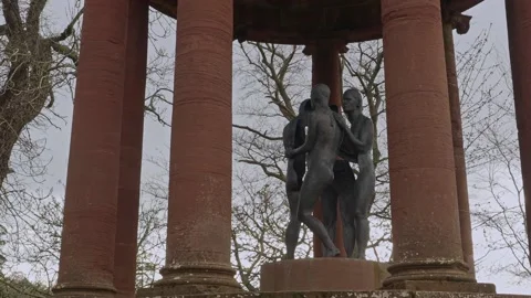 Dryburgh Temple of the Muses Satue Stock Footage 237556124