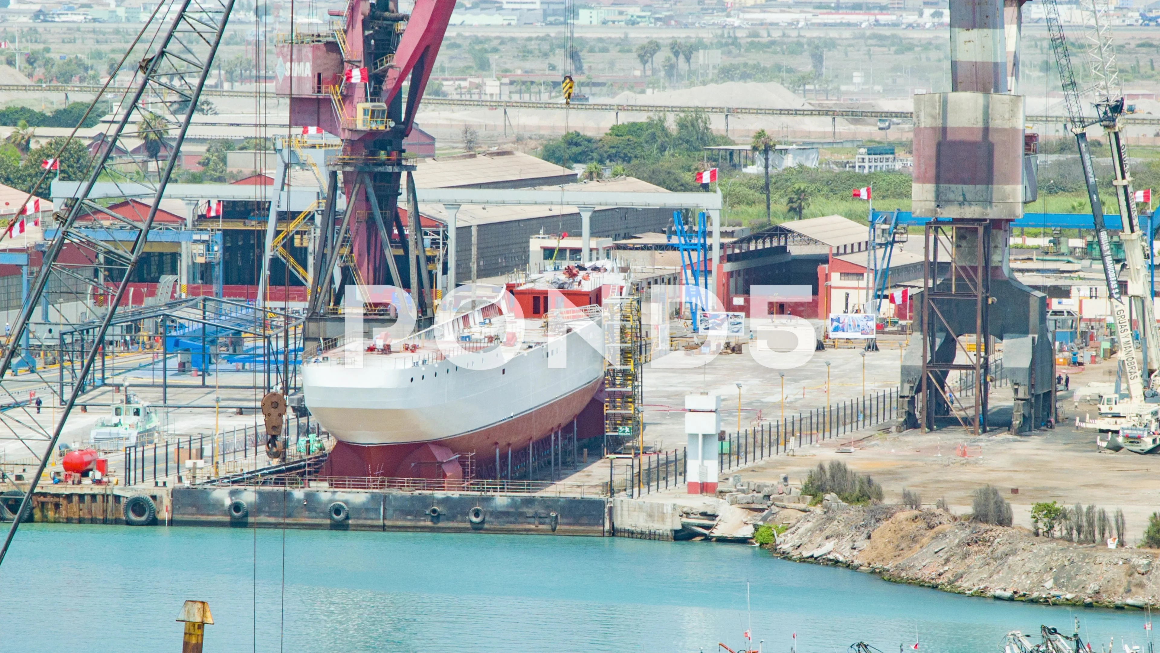 Drydock Shipyard in the Port of Lima Per... | Stock Video | Pond5