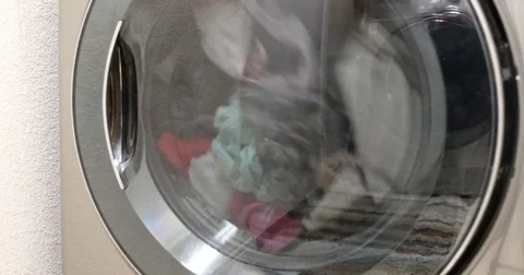 Dryer. Clean clothes. Laundry Stock Footage