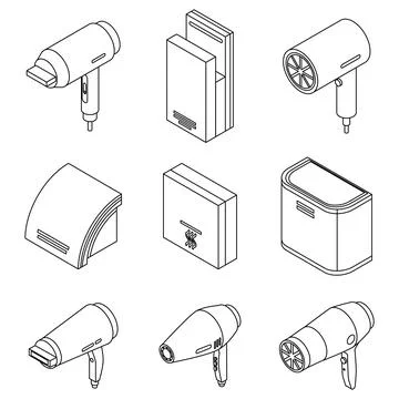 Dryer icons set vector outine Stock Illustration
