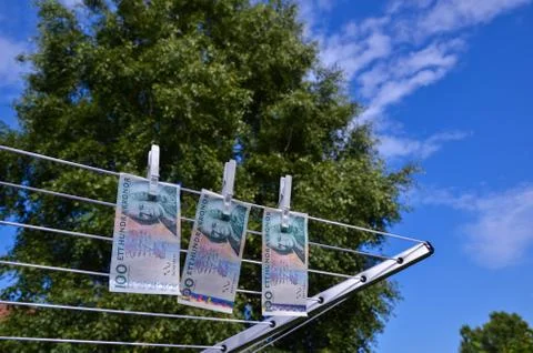 Drying bank notes Stock Photos