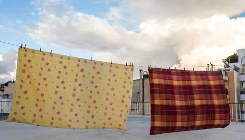 Drying bedclothes Foto stock