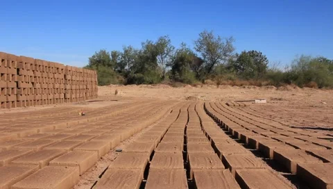 Drying Bricks Stock Footage 1129284