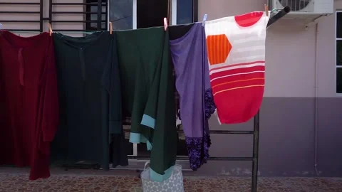 Drying the cloth under the sun Stock Footage 131733844