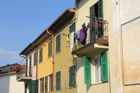 Drying clothes on the balcony Stock Photos