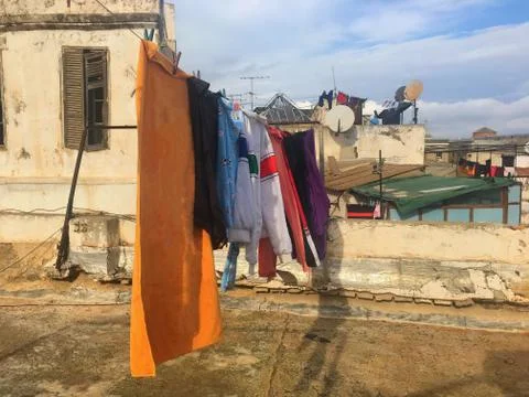 Drying clothes at Casbah Stock Photos