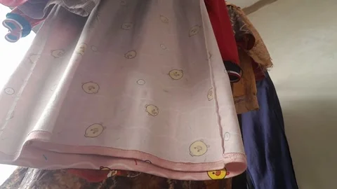Drying clothes hung, swaying in the wind Stock Footage 250017372