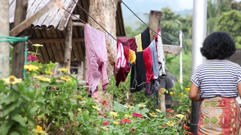 Drying Clothes in the Sun Stock Footage 209734581