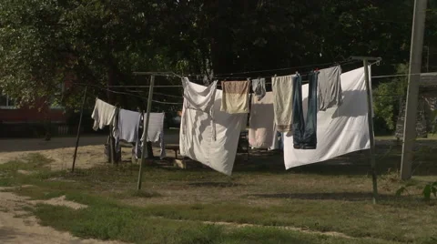 Drying clothes, yard.Krichev Stock Footage 54213967