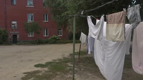Drying clothes.Krichev Stock Footage 54210453