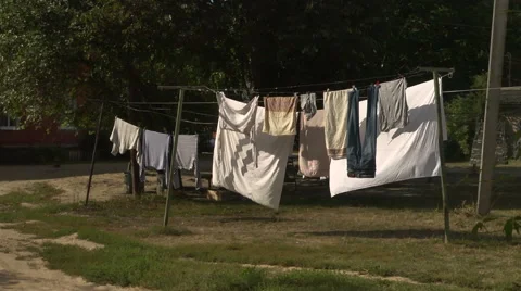 Drying clothes.Krichev Video stock 54213544