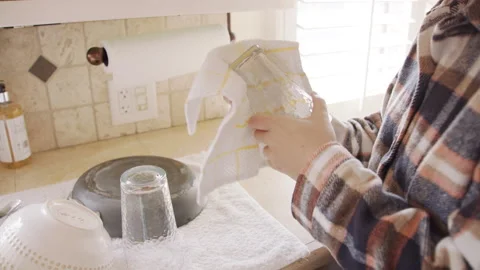 Drying the Dishes 60fps Stock Footage 188029661