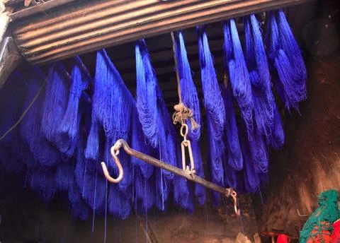 Drying dyed wool Stock Photos