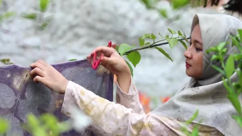 Drying Ecoprint Batik Stock Footage 287312874