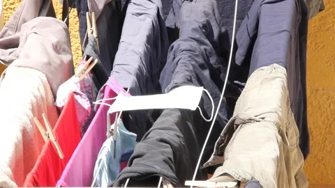 Drying Face Mask Stock Footage 134817668