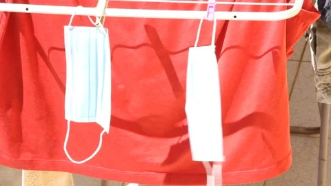 Drying Face Masks Stock Footage 134817685