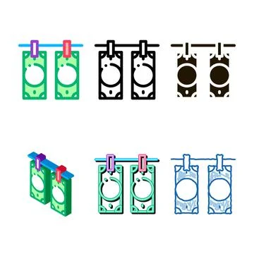Drying fake banknotes simplified icon vector outline イラスト素材