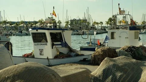 Drying fishing nets Stock Footage 83459627