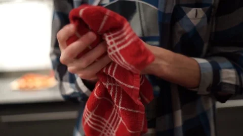 Drying hands with a towel Stock Footage 75352099