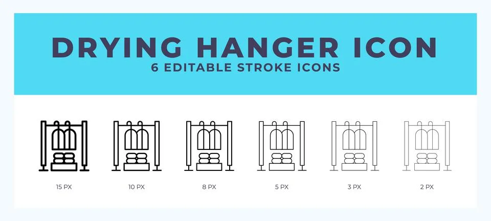 Drying hanger icon illustration vector with editable stroke. Stock Illustration