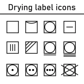 Drying label outline icons vector isolated on white background Stock Illustration