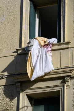 Drying Laundry on a Building Balcony Stock Photos
