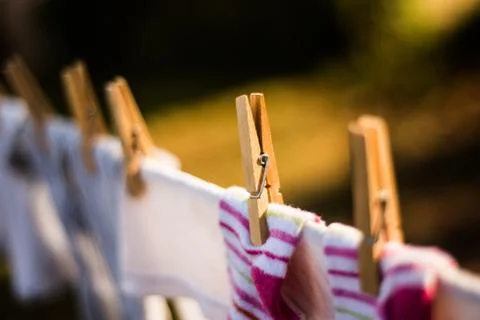 Drying Laundry on the Line Stock Photos