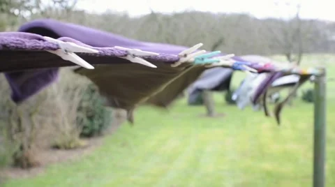 Drying laundry outside Stock Footage 45535385