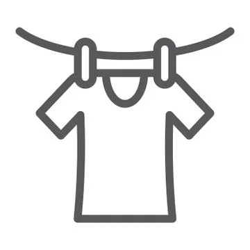 Drying line icon, laundry and dry, clothes sign, vector graphics, a linear Stock Illustration