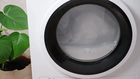 Drying machine in house for drying linen, clothes, bed linen. Dryer. Stock Footage 202147391