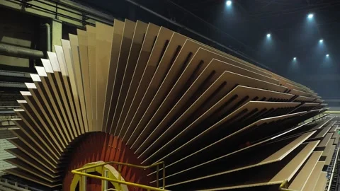 Drying of MDF sheets at the factory | Stock Video | Pond5