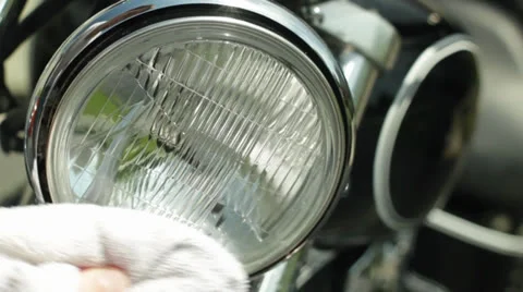 Drying off motorcycle headlight ecu Video stock 24636691