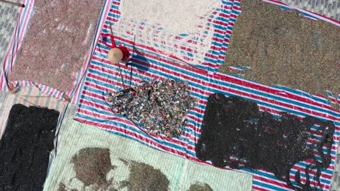 Drying recycling in the sun Video stock 165652569