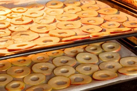 Drying slices of apples at home Stock Photos