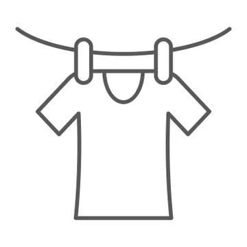 Drying thin line icon, laundry and dry, clothes sign, vector graphics, a linear Stock Illustration
