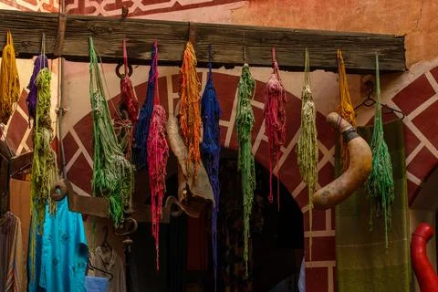 Drying tissues in Marrakech Stock Photos