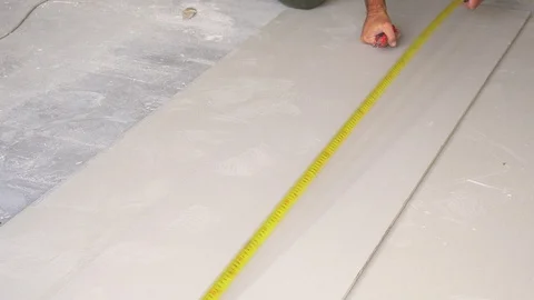 Drywall cutting close up Video stock 118712969