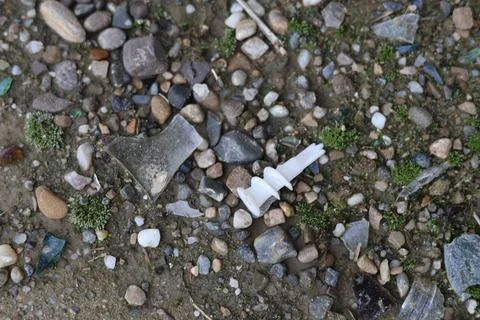 Drywall dowel, plastic element for plastering works Foto stock