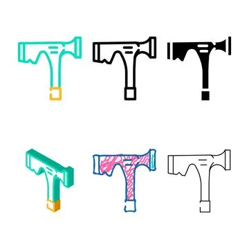 Drywall hammer color icon vector pack Stock Illustration