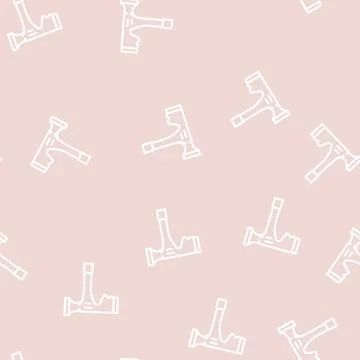 Drywall hammer line vector seamless pattern Stock Illustration