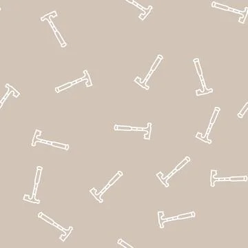 Drywall hammer tool line seamless pattern Stock Illustration