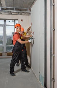 Drywall installation. Stock Photos