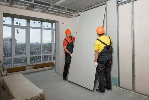 Drywall installation. Stock Photos