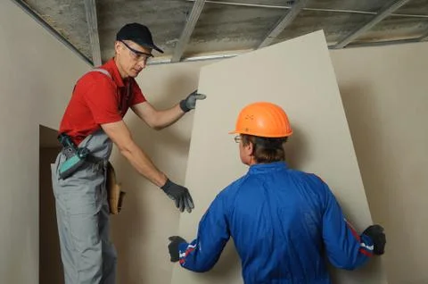 Drywall Installers Stock Photos