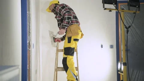 Drywall Patching Work Vídeos de archivo 154774697