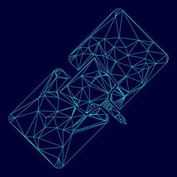 Drywall repair low poly triangulation triangulated polygonal electric cyan bl Stock Illustration