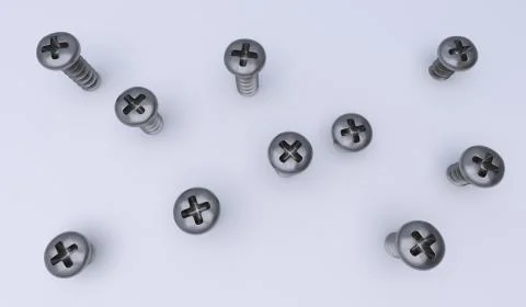 Drywall screw in the wall on a white background 3d render Stock Illustration