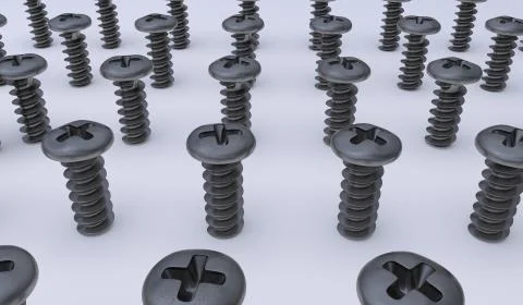 Drywall screw in the wall on a white background 3d render Stock Illustration